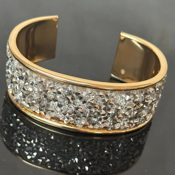 Silver Cuff Bracelet Wide Statement Glittery NWT Gift Club Party Bling Gold - Picture 2 of 9